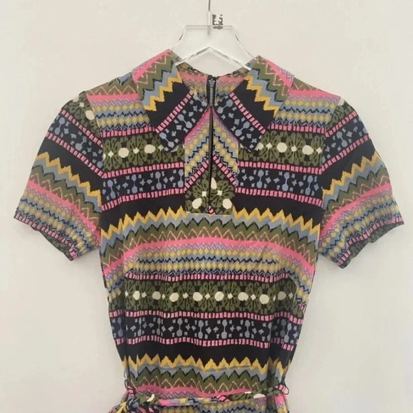 Vintage 70s Westover Walker Groovy Print Belted Dress Womens Size 14 (498) - Picture 3 of 5